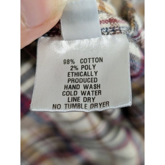 ORGANIC By John Patrick Tunic Button Down Shirt Dress Red Blue Plaid S Small - Picture 10 of 13